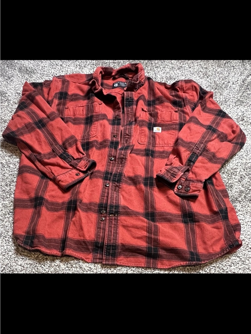 Carhartt Red and Black Plaid Button-Down Work Shirt